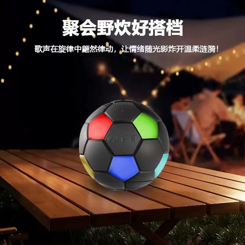 Novo alto-falante Bluetooth de futebol com luzes RGB, mini alto-falante portátil para uso externo, estilo Copa do Mundo,