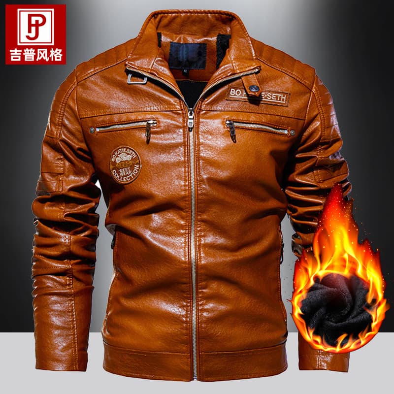 2025 inverno novo estilo masculino jaqueta de couro do plutônio forro de lã engrossado Casual Retro motocicleta terno ju