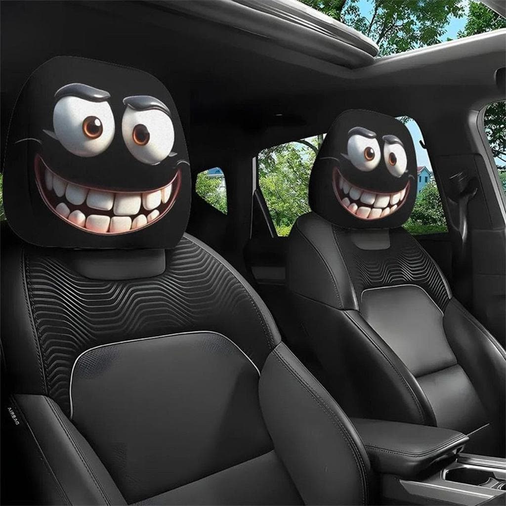 Halloween Capa De Encosto De Cabeça Do Carro Engraçado Expressão Design Elástico Protetor De Assento Automático Para Dec