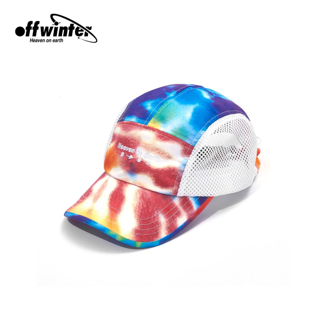 OFFWINTER (OFW) Chapéu de cinco peças com costura de aba curva em malha Tie-Dye