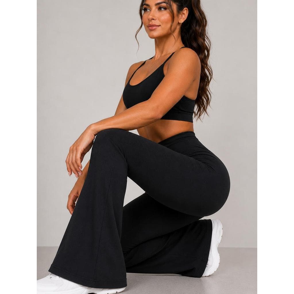 Calca Legging Flare Feminina Boca Sino Cintura Alta Premium
