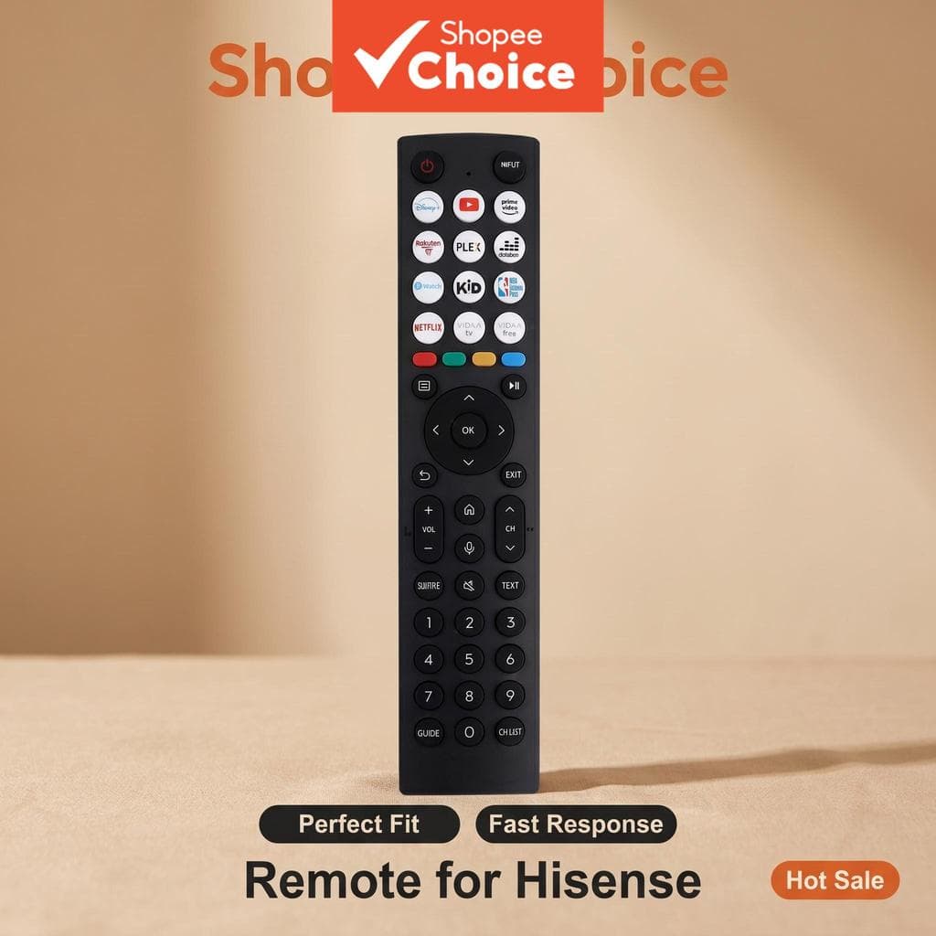Controle Remoto Universal de Reposição EN2I36H para Smart TV Android Hisense com Atalhos de Transmissão
