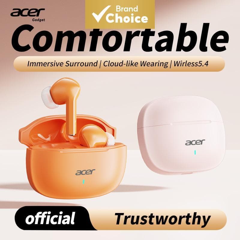 Acer OHR504 Fones De Ouvido Sem Fio Bluetooth Earpods Chamada Clara 10M Conexão Estável Design Intra-Auricular Música Us