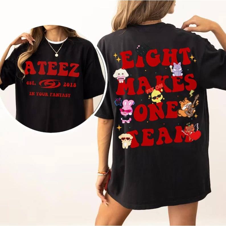 「BR.Moonlight」Camiseta Unissex Ateez K - Pop Tema Tour Estampa Moderna Confortável Fofa Tendência