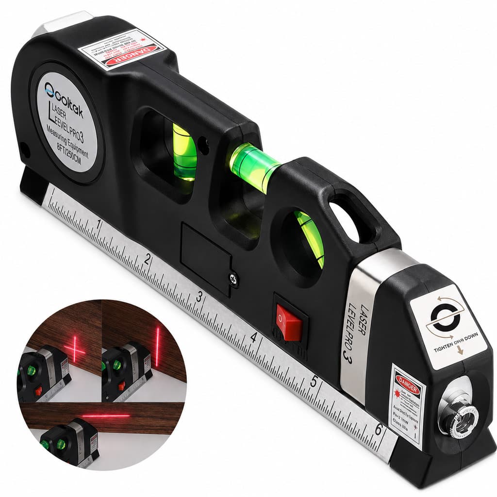 Nível Laser com Trena 2,5m 3 Bolhas Régua Medidora Horizontal Vertical 45° Portátil