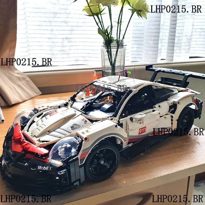 Porsche 911 com controle remoto, modelo de montagem de blocos de construção, carro de brinquedo de alta dificuldade, pre