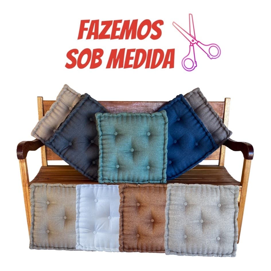 ALMOFADA 35x35 X 10 CM FUTON TURCA CHEIA LINHO ASSENTO