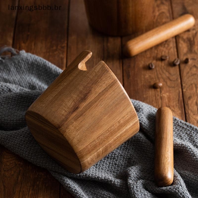 [LAX] Kno The Slag Buet Coffee Grounds Box Recipiente De Café Moído Tanque De Forno De Madeira Maciça Acessórios Para Fe