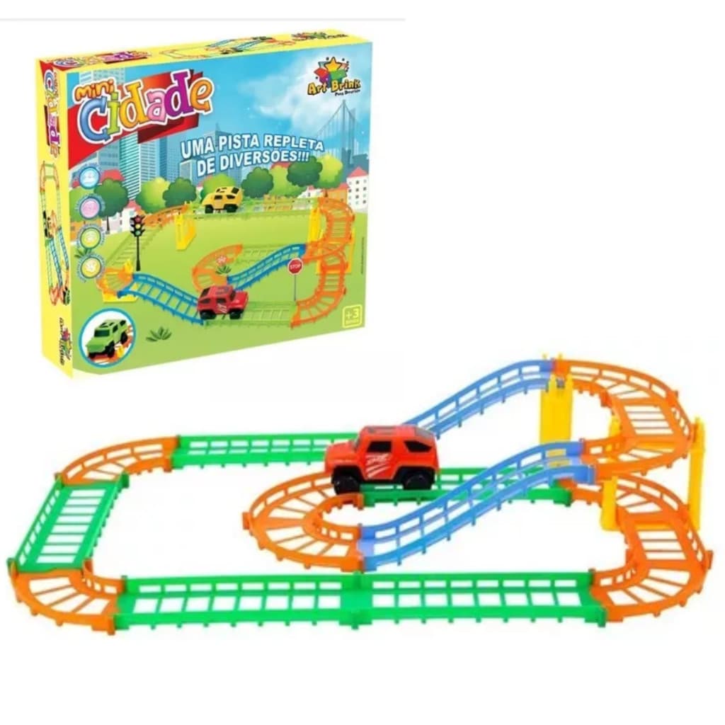 Pista Colorida Mini Cidade Com 26pçs E Carrinho