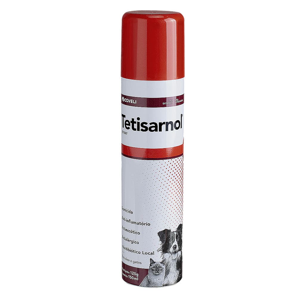 Sarnicida Spray para Cães e Gatos Tetisarnol Alergia Coceira Sarna Coveli 125g