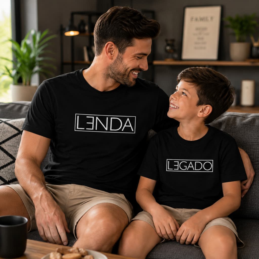 Kit 2 Camisetas Pai e Filho (a) Mãe e Filho (a) 100% Algodão Lenda / Legado