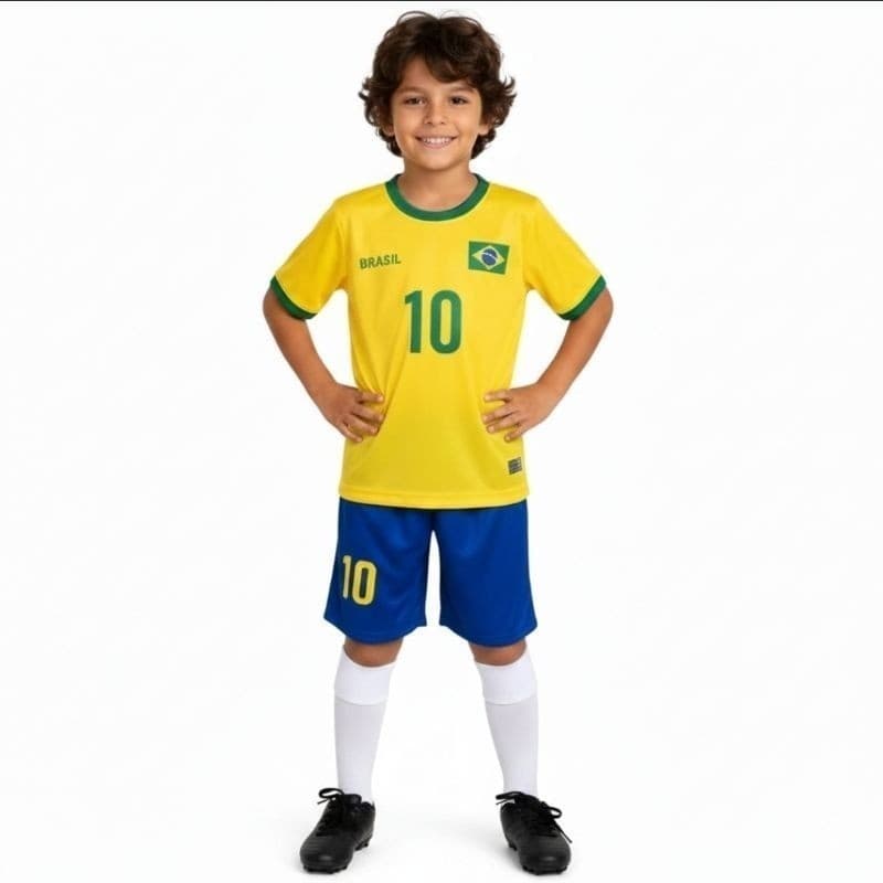 conjunto infantil de futebol Brasil