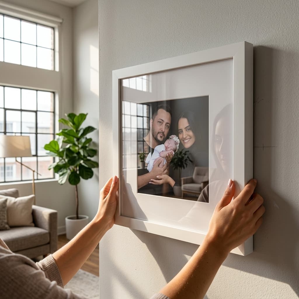 Porta Retrato Quadro Decorativo Moderno 23cm P/ Foto 10cm Com Vidro Acrílico Decoração Sala Quarto