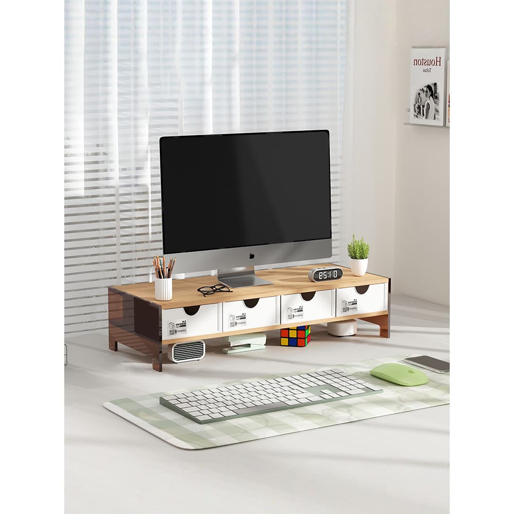 Suporte para Monitor de computador, rack elevado, mesa, Notebook, suporte para tela de mesa com gaveta