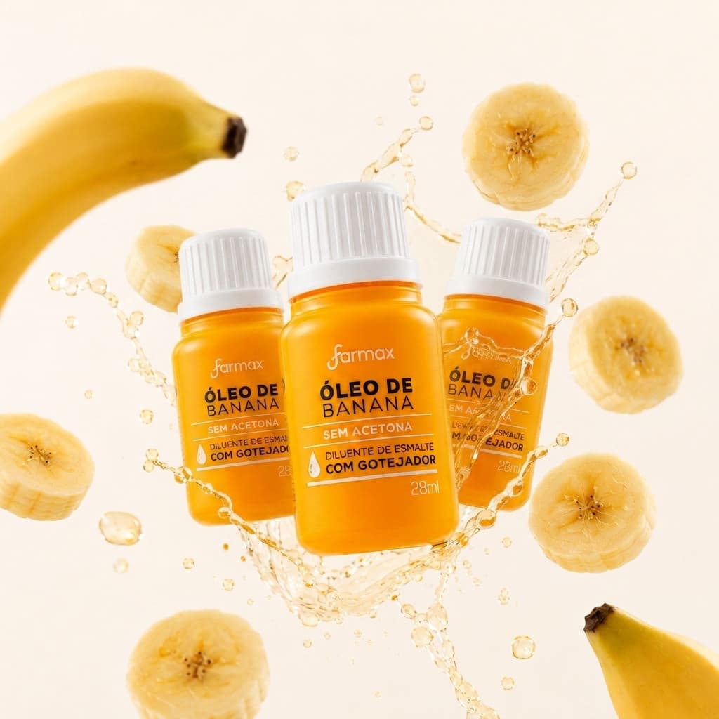 Kit 3 Óleo De Banana Diluente De Esmalte Com Gotejador 28ml Farmax