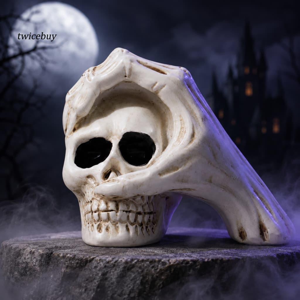 [TY] Escultura De Caveira Amarelada Vintage , Adereços De Atmosfera De Bar Interno Para Mesa De Halloween