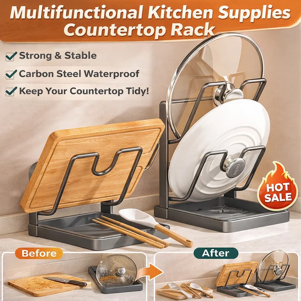 [Prático e Compacto] 🍳[Space-Saving] Pot Lid Rack | Cozinha/Armazenamento/Rack/Organizador/Tampa