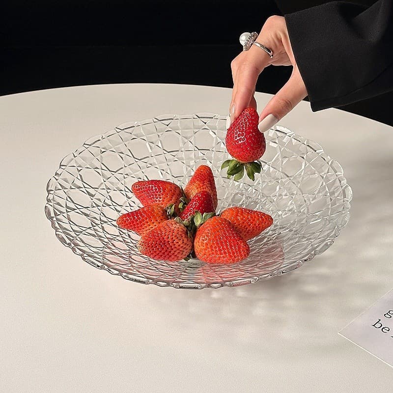Prato de frutas de vidro leve e luxuoso, mesa de centro para sala de estar, mesa frontal de alta qualidade, prato de doc
