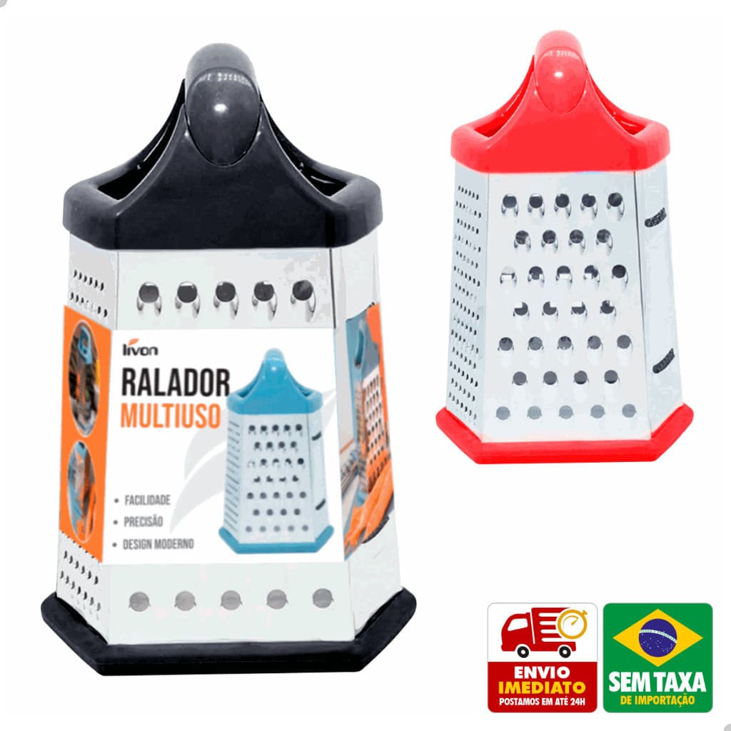 Ralador 6 Faces Laminas Aço Inox Fatia Corta Descasca Com Alça Livon 6120