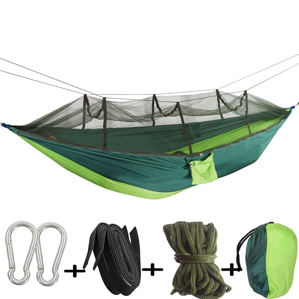 Shihao acampamento ao ar livre pára-quedas pano rede com mosquiteiro náilon duplo exército verde acampamento barraca de