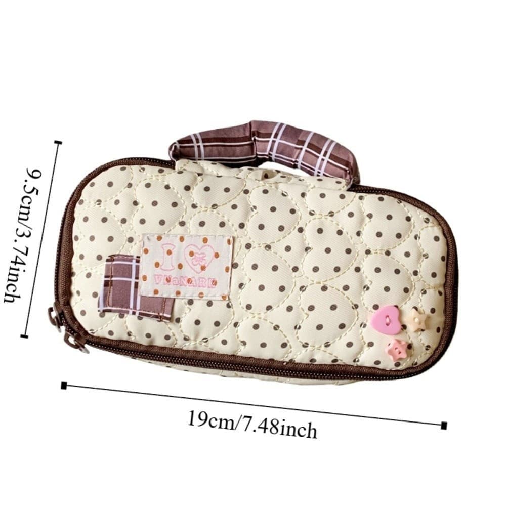 Estojo de Lápis de Tecido com Bolinhas SWEETJOHN1, Bolsa de Maquiagem e Material Escolar Coreano, Estojo Escolar HNFI