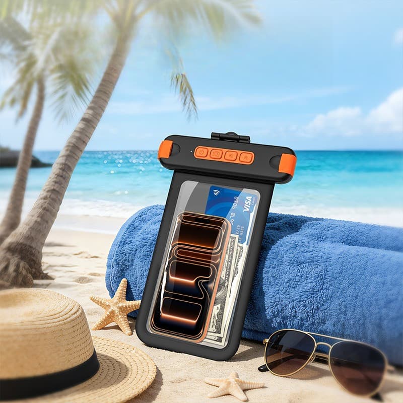 Bolsa De Mergulho Bluetooth Com Flutuador , Cabe Em Todos Os Telefones , Tela Sensível Ao Toque Úmida , Anti-Pia
