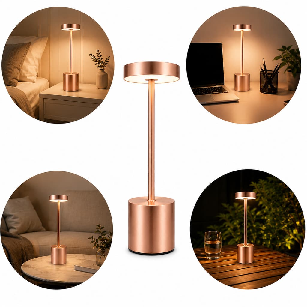 Luminária Abajur Rose Gold Touch Led Recarregável Usb Presente Ideal