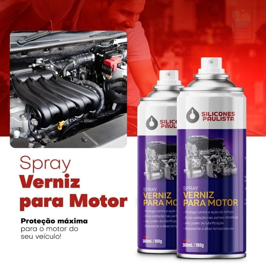 2 Spray Verniz para Motor 300ml – Brilho e Proteção para Cofre do Motor