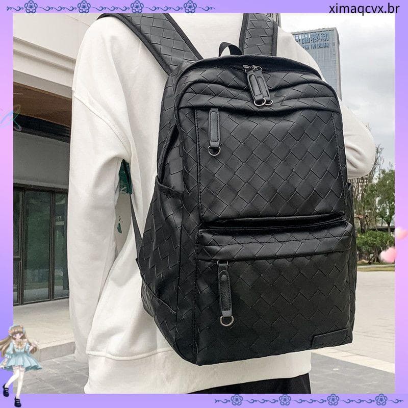 Street Wear mochila de couro masculina grande capacidade versão coreana tecido lazer viagem estudante mochila computador