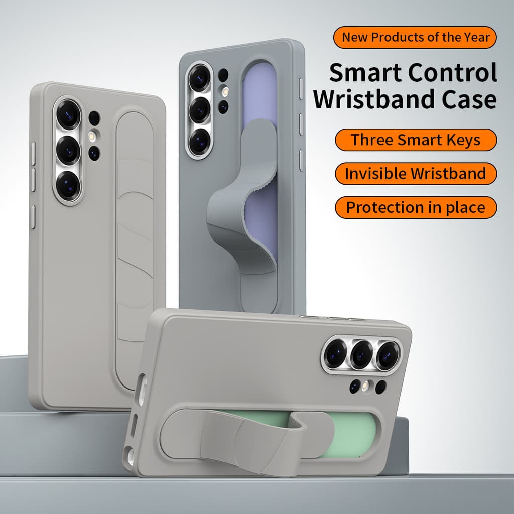 Adequado para Samsung S26ultra caso de telefone botão inteligente pulseira de Silicone S25/S24/S23 capa protetora