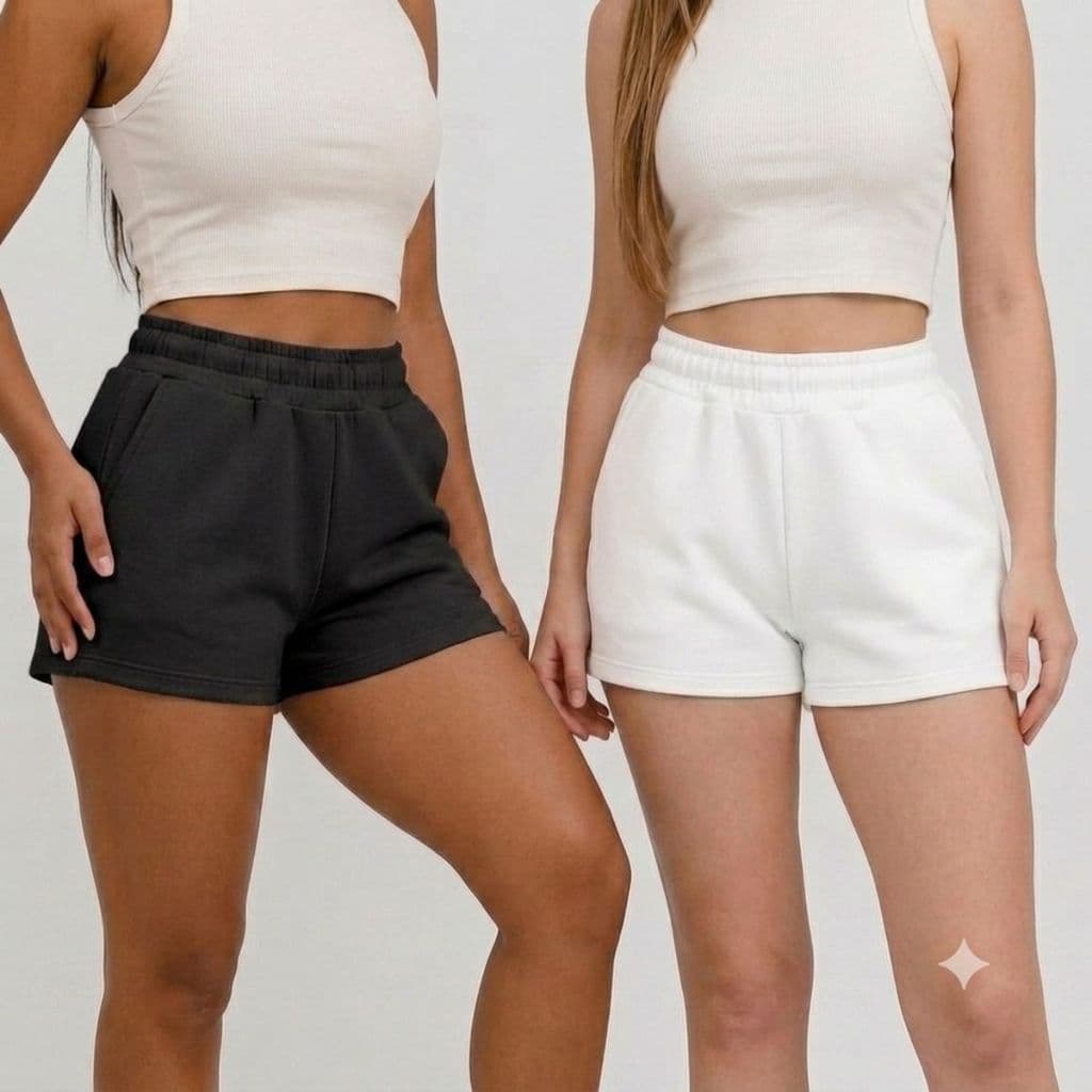 Kit 2 Short Feminino Cós Alto Moletinho Premium Casual Macio Ideal Para Dias Quentes e Confortáveis