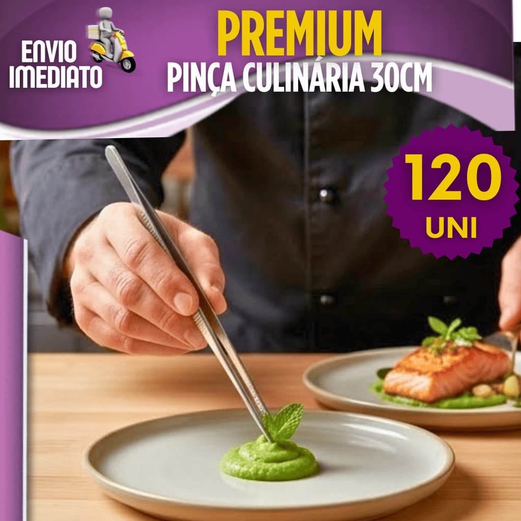 Kit 120 Pinça Culinária Gourmet Profissional Aço Inox Pegador Pinça Gastronomia Chef Empratamento Bar Restaurante 30 cm