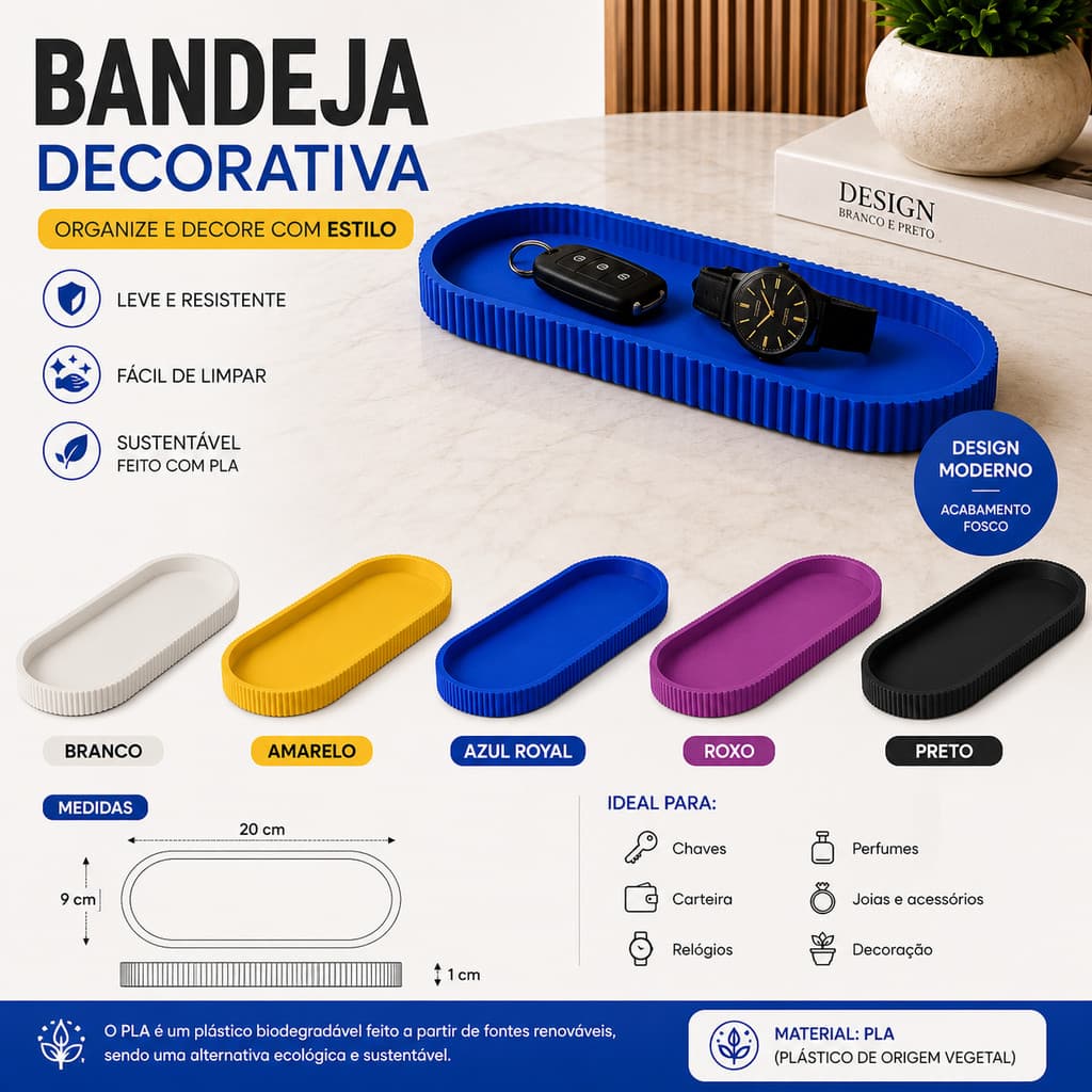 Bandeja Decorativa Oval Canelada 20CM