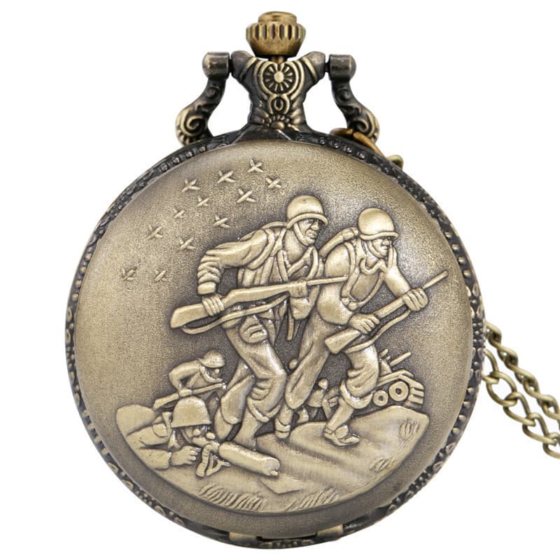 Relógio de bolso masculino, design estilo militar, display com números arábicos, modelo 8IH7
