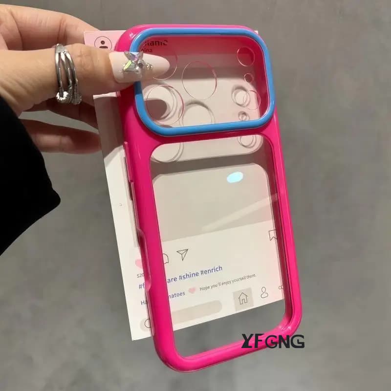 Doce Cor Contraste Transparente Acrílico À Prova De Choque Caso Para iPhone 17 16 14 13 12 11 15 Pro Max