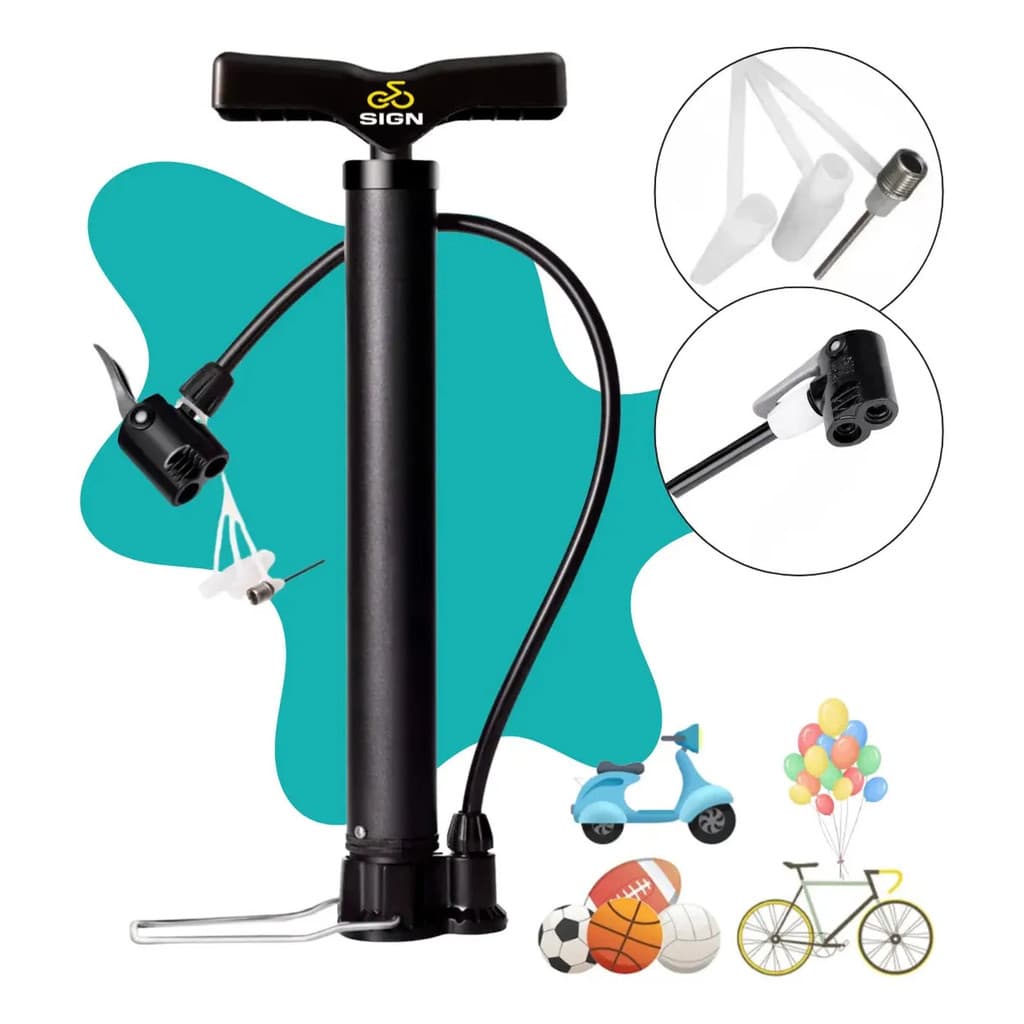 Bomba Para Pneu De Bicicleta Portátil De Ar Manual 3 Bicos 2 Válvulas Fina E Grossa Encher Pneus De Bike Carro Moto Bola