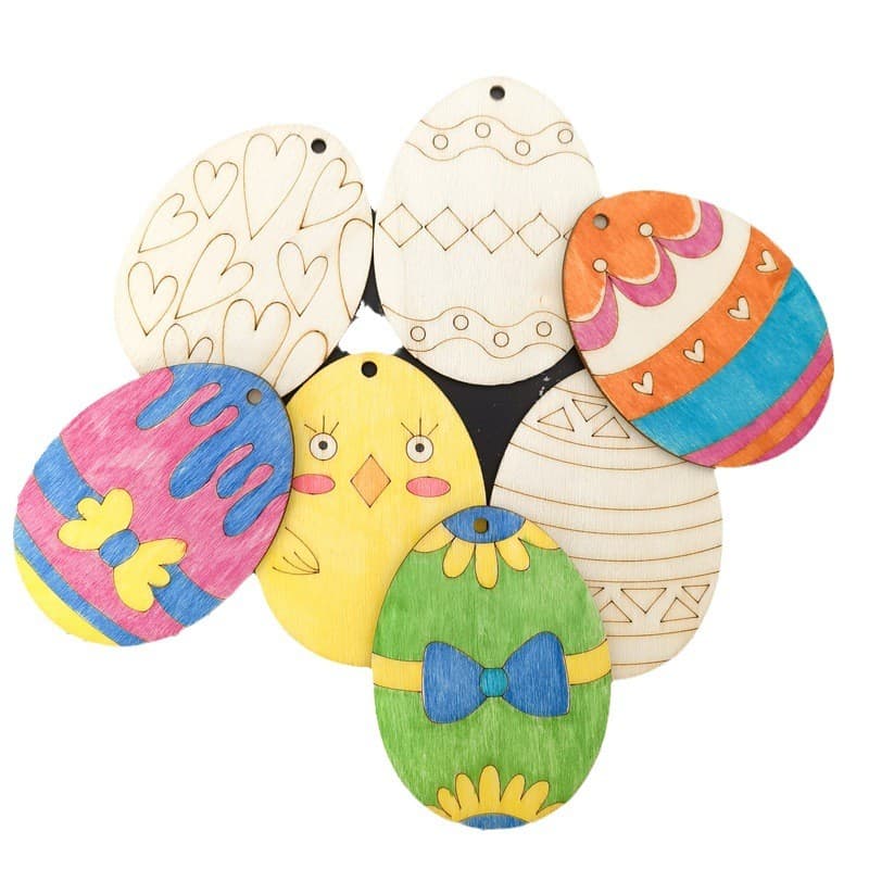 Ovo De Páscoa De Madeira Pendurado Decoração DIY , Para Festas E Colorir OFZS