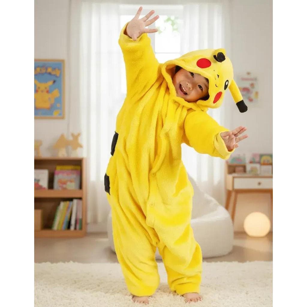 Macacão de Inverno Quente para Crianças Kigurumi Plush Pikachu BCI2