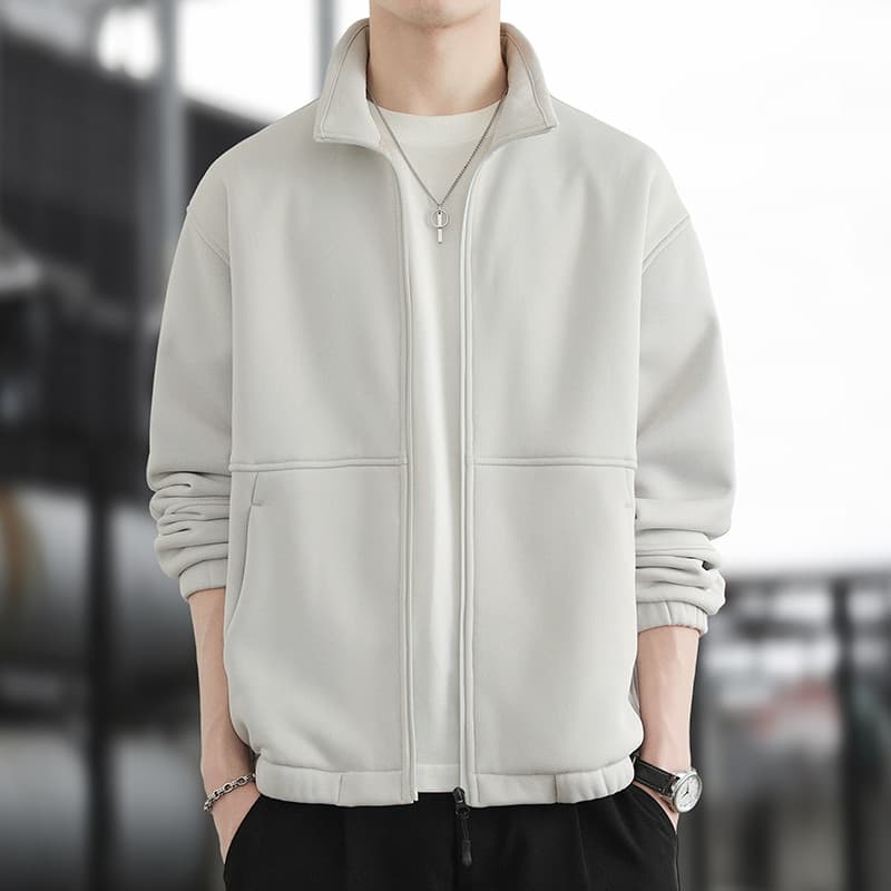 Homens Cardigan jaqueta gola alta de uma peça Polar velo moletom outono inverno Street Wear 2026 novo estilo rufião boni
