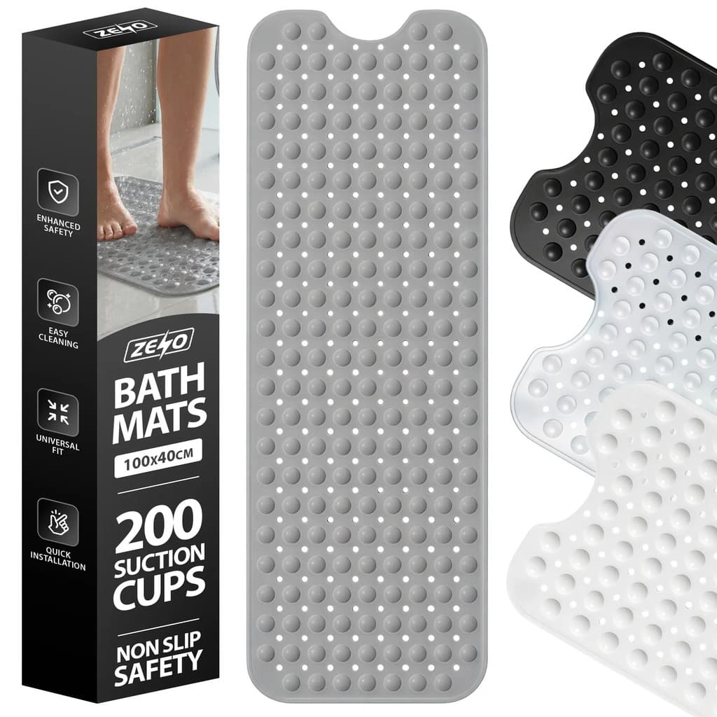 ZENOBathMat100x40cm | Antiderrapanteantimofo 200 Ventosas Com Furos De Drenagem Borracha Grande Máquinalavável E Durável