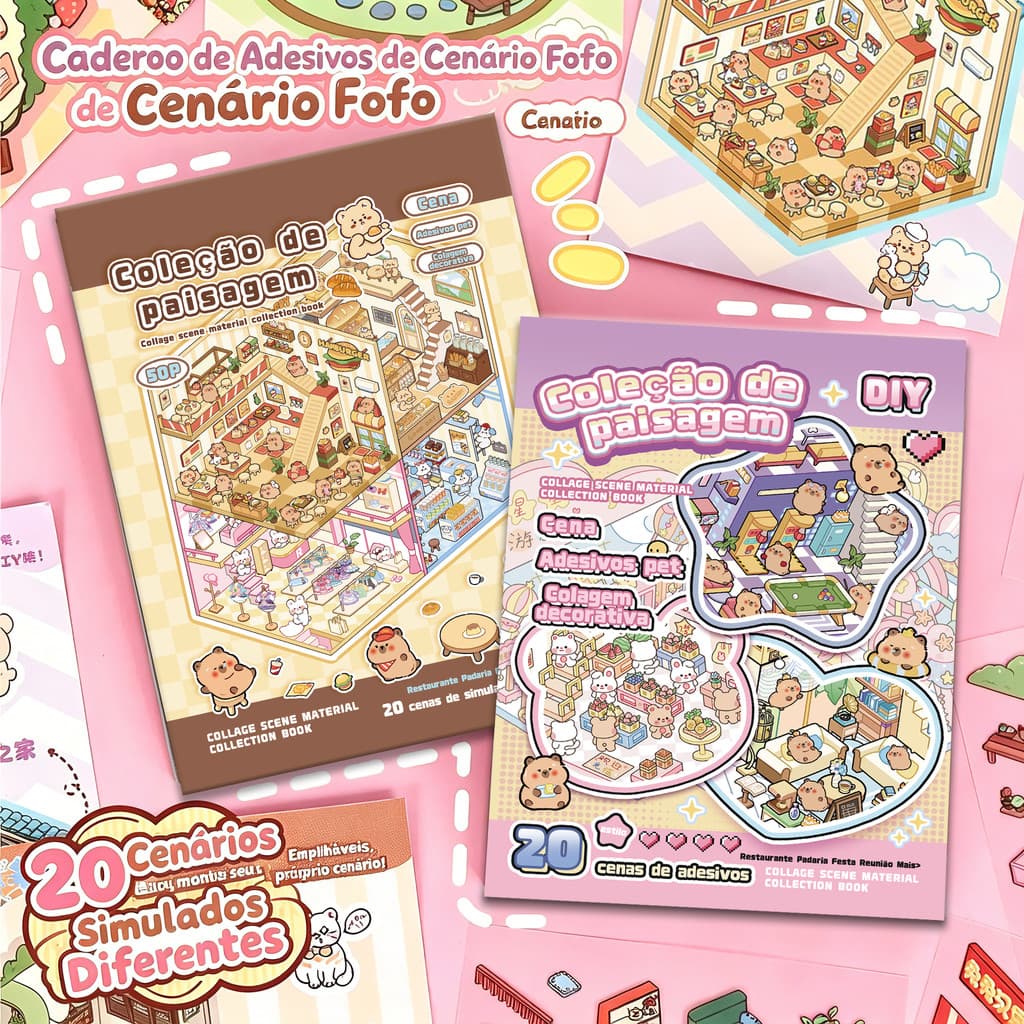 📚 Livro De Adesivos 3D Infantil ✨ 20 Cenas Educativo ⭐ Presente Criança Antiestresse 📖 Portátil Sem Tela
