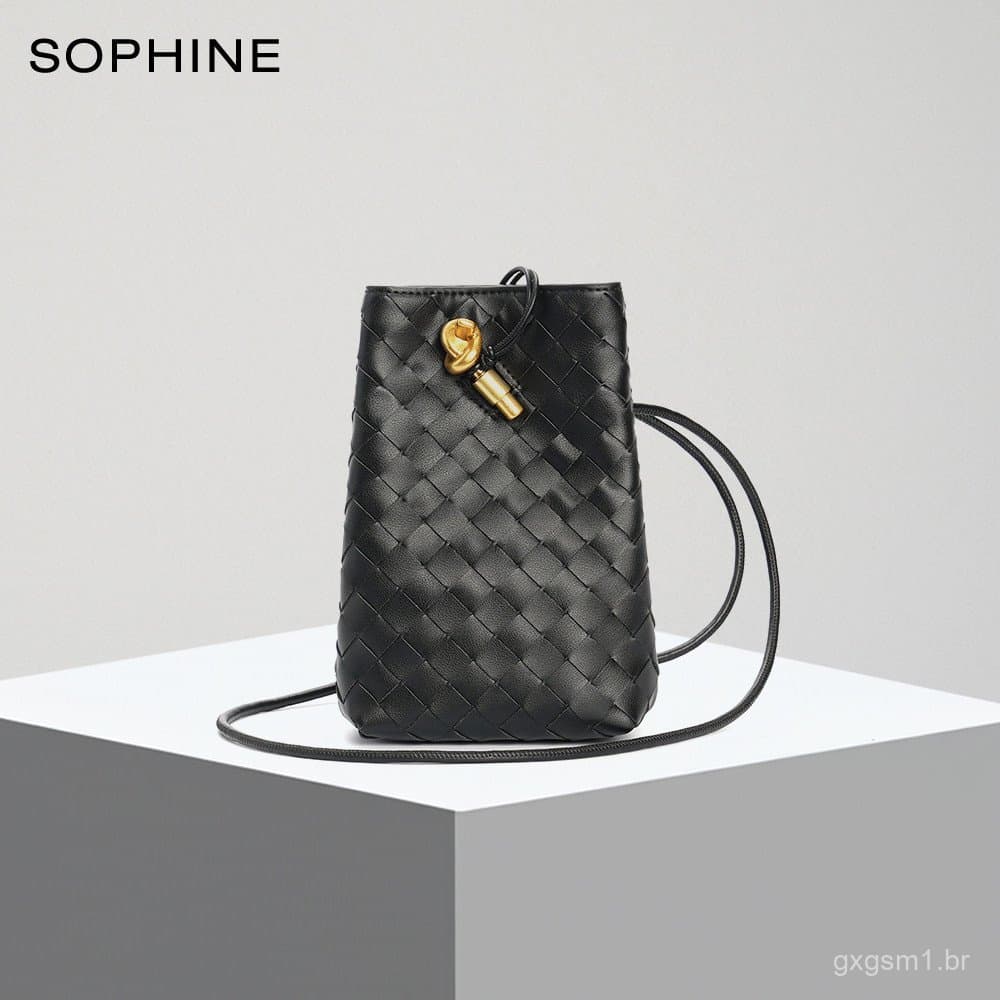 Bolsa Feminina de Estilo Luxuoso e Fashion, Mini Bolsa para Telefone, Bolsa de Tecido e Couro, Transversal