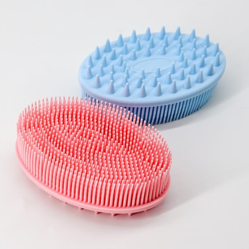Escova de silicone de dupla face, usada para lavar o cabelo e tomar banho, adequada para massagem suave em crianças KWFO