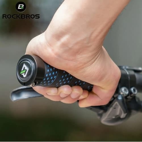 Manopla Punho Para Guidão Bike Mtb Com Trava Rockbros Cor Az
