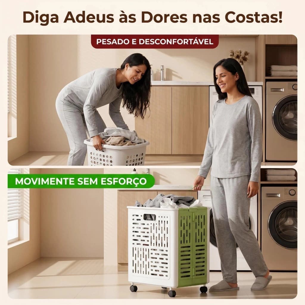 Cesto de Lavanderia Dobrável com Rodas, Multiuso para Roupas Sujas, Cesto de Armazenamento de Grande Capacidade para Rou