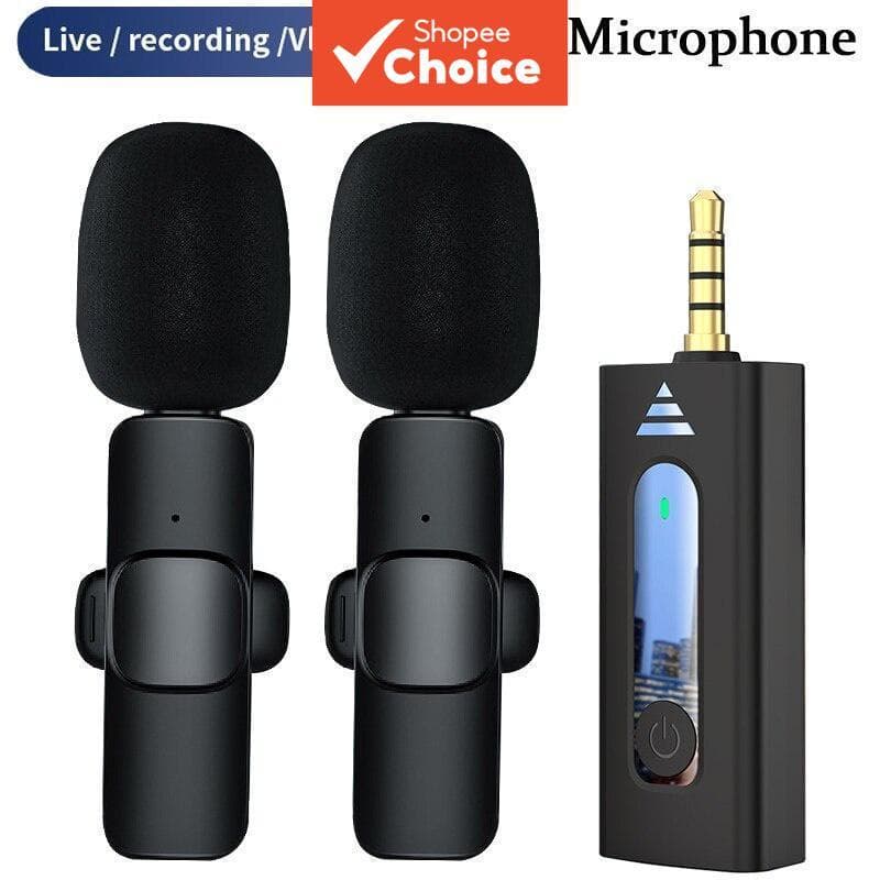 Microfone de Lapela Omnidirecional Wireless 3,5mm K35 para Câmera e Caixa de Som