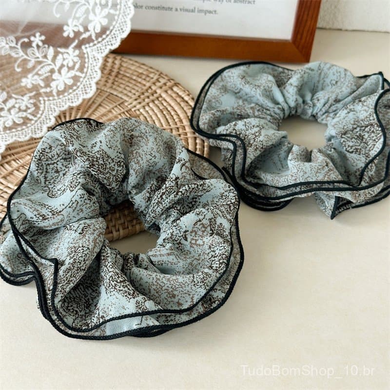 Elástico de cabelo floral de alta qualidade e durabilidade, com múltiplas camadas, para rabos de cavalo e coques, estilo