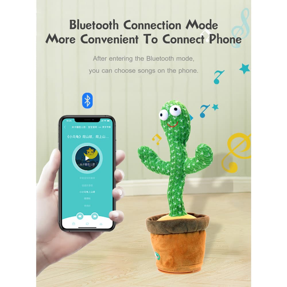 [Decoração De Festa] 【Dancing & Singing】Brinquedo De Pelúcia Cactus/Elétrico e Interativo/Presente Infantil/Aniversário