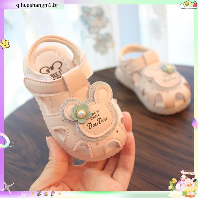2023 estilo verão Baotou sandálias de bebê meninas sapatos de princesa da criança dos desenhos animados rosa Anti-colisã