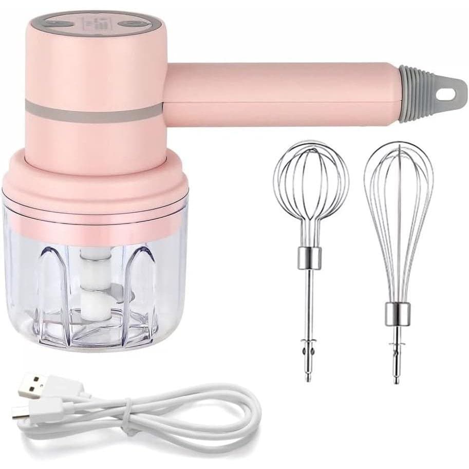 Batedeira elétrica sem fio portátil, equipada com 3 acessórios, liquidificador multifuncional portátil para bater ovos,